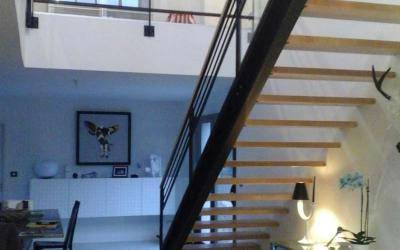 escalier bois et fer