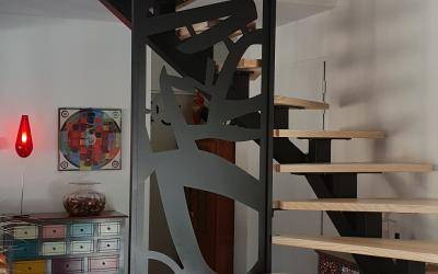 escalier bois et fer